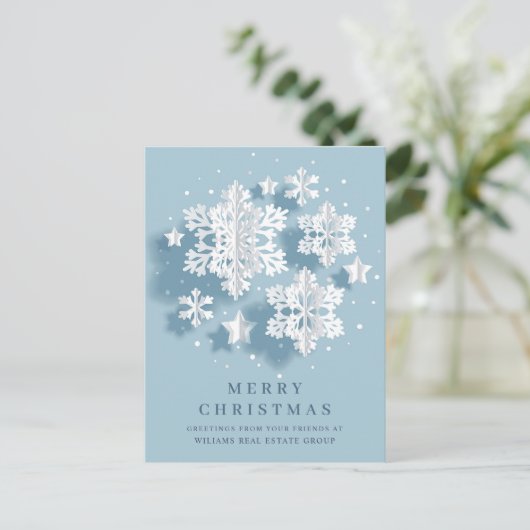 Modern Snowflakes kerst, bedrijfsmatige groet Briefkaart (Staand voorkant)