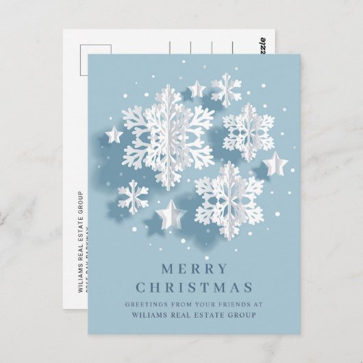 Modern Snowflakes kerst, bedrijfsmatige groet Briefkaart (Voorkant / Achterkant)