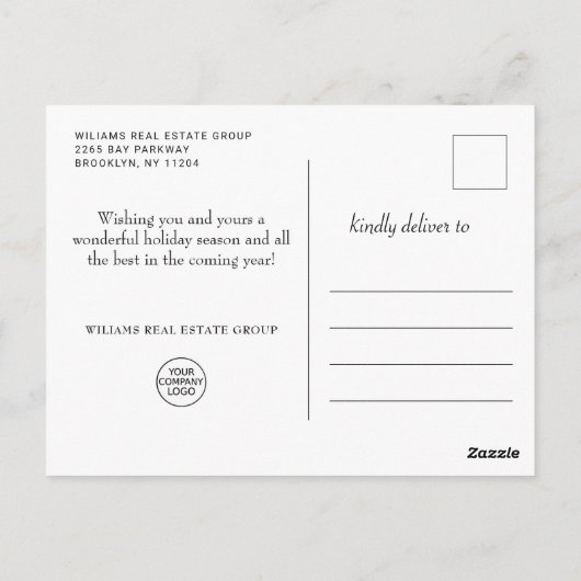 Modern Snowflakes kerst, bedrijfsmatige groet Briefkaart (Achterkant)