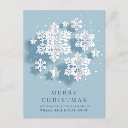 Modern Snowflakes kerst, bedrijfsmatige groet Briefkaart (Voorkant)