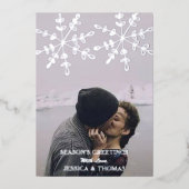 Modern Snowflakes kerstfoto Reële Folie Feestdagenkaart (Voorkant)
