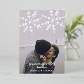 Modern Snowflakes kerstfoto Reële Folie Feestdagenkaart (Staand Voorkant)