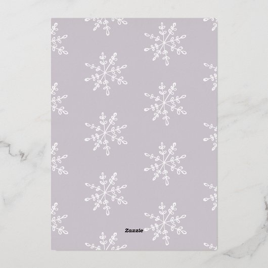 Modern Snowflakes kerstfoto Reële Folie Feestdagenkaart (Achterkant)