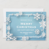 Modern Snowflakes Merry Kerstmis Greeting Feestdagenkaart (Voorkant)