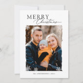 Modern Snowflakes Overlay Merry Kerstfoto Feestdagenkaart (Voorkant)