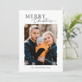 Modern Snowflakes Overlay Merry Kerstfoto Feestdagenkaart (Staand voorkant)