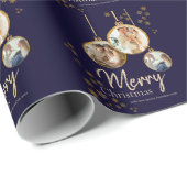 Modern Snowflakes Photo Merry Christmas Cadeaupapier (Rol Hoek)