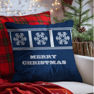 Modern Snowflakes Pillow, blauw Kussen