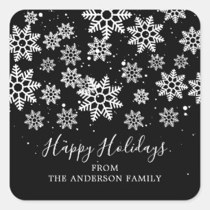 Modern Snowflakes Prettige feestdagen Vierkante Sticker
