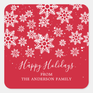 Modern Snowflakes Prettige feestdagen Vierkante Sticker