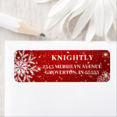 Modern Snowflakes Red White Etiket (Insitu)