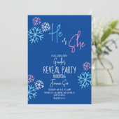 Modern Snowflakes Roze Blauw Geslacht Winter Kaart (Staand voorkant)