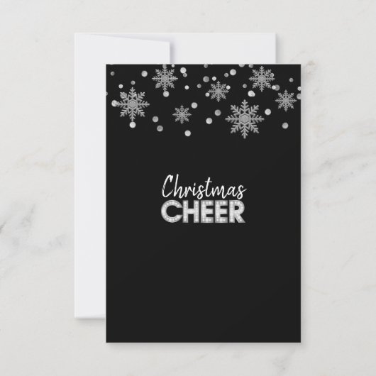 Modern Snowflakes Silver Black CHRISTMAS PARTY Kaart (Achterkant)
