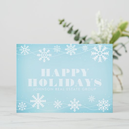 Modern Snowflakes | Vakantiegroet Feestdagenkaart (Staand voorkant)