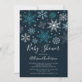 Modern Snowflakes Winter Baby shower Invitation Kaart (Voorkant)
