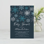 Modern Snowflakes Winter Baby shower Invitation Kaart (Staand voorkant)