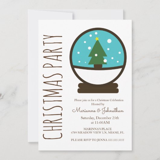 Modern Snowglobe Kerstfeestdag Kaart (Voorkant)