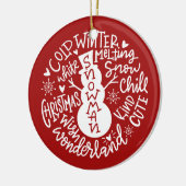 Modern Snowman Kersttypografie Jingle Bells Keramisch Ornament (Links)