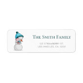 Modern Snowman Pig Winter Return Address Etiket (Voorkant)