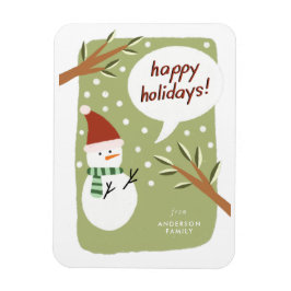 Modern Snowman Prettige feestdagen Greeting Magneet