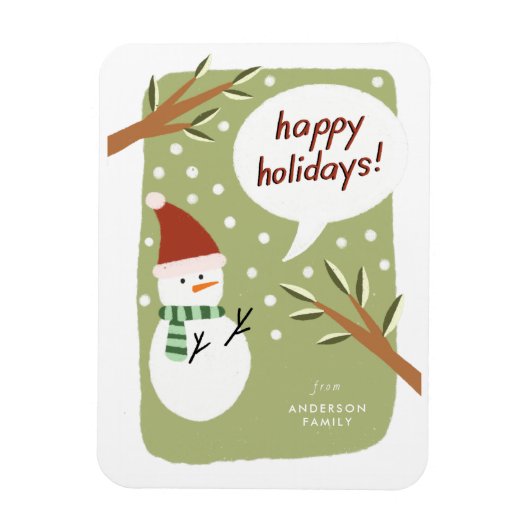 Modern Snowman Prettige feestdagen Greeting Magneet (Verticaal)