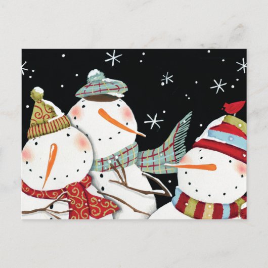 Modern Snowmen glimlachen Briefkaart (Voorkant)