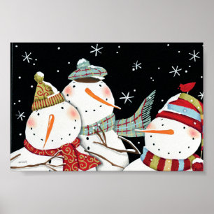 Modern Snowmen glimlachen Poster
