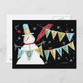 Modern Snowmen Love, Joy, Peace Feestdagenkaart (Voorkant / Achterkant)