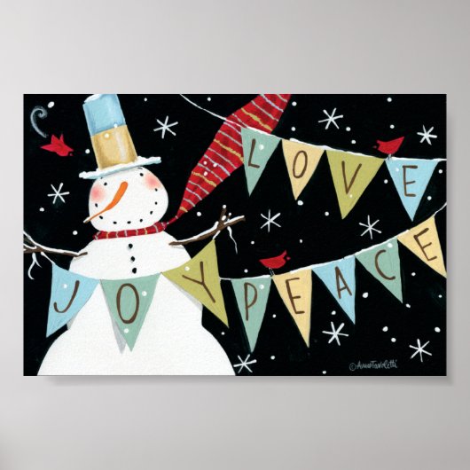 Modern Snowmen Love, Joy, Peace Poster (Voorkant)