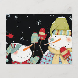 Modern Snowmen met Mittens Briefkaart