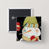 Modern Snowmen met Mittens Vierkante Button 5,1 Cm (Voorkant /achterkant)