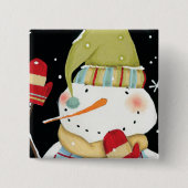 Modern Snowmen met Mittens Vierkante Button 5,1 Cm (Voorkant)