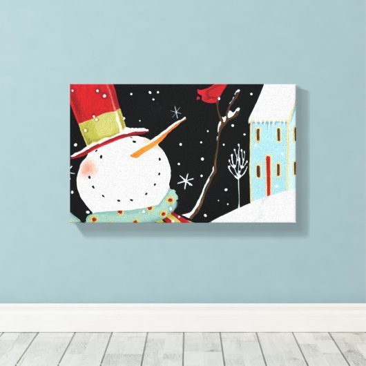 Modern Snowmen Winter Home Canvas Afdruk (Insitu (Houten vloer))