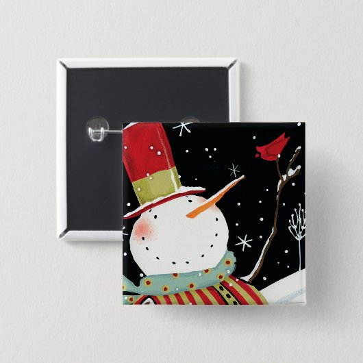 Modern Snowmen Winter Home Vierkante Button 5,1 Cm (Voorkant /achterkant)