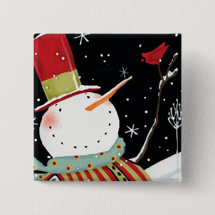 Modern Snowmen Winter Home Vierkante Button 5,1 Cm