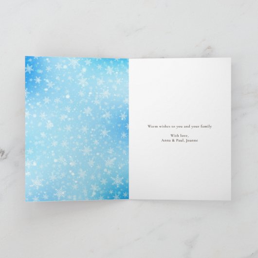 Modern Snowy Winter Blue Merry-kerstfoto Feestdagen Kaart (Binnen)
