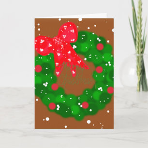 Modern Snowy Wreath en Bow Kaart