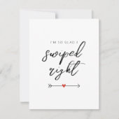 Modern So Glad I Swiped Right Valentine's Flat Feestdagenkaart (Voorkant)