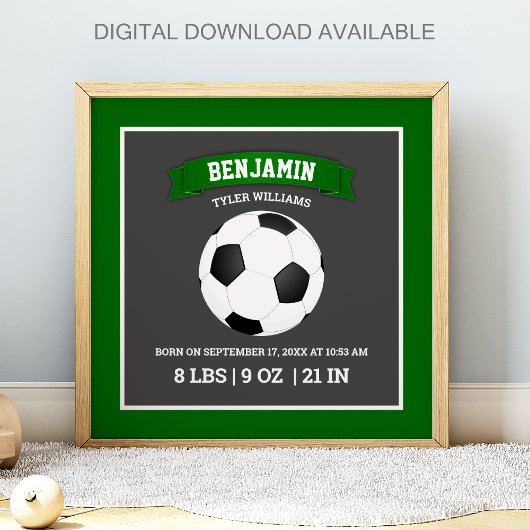 Modern Soccer Ball Baby Birth Stats Poster