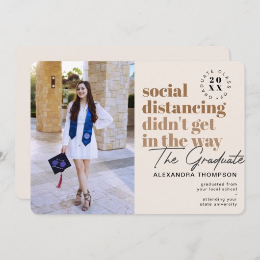 Modern Social Distancing Covid Foto Afstuderen Aankondiging (Voorkant / Achterkant)