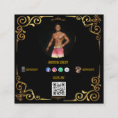 Modern social media add your logo photo QR code  Vierkante Visitekaartje (Achterkant)