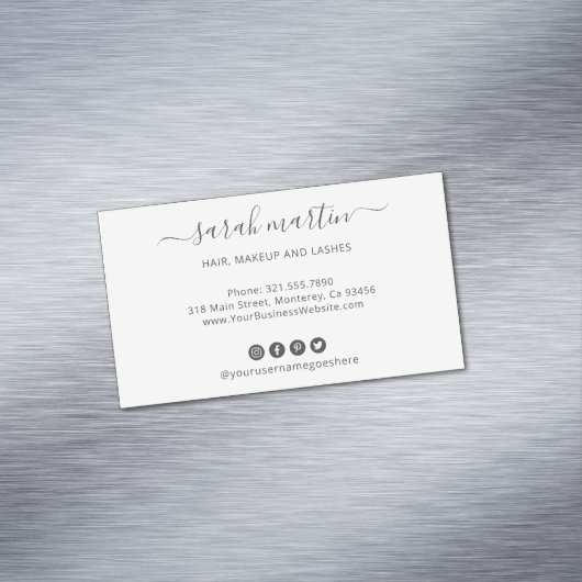 Modern Social Media Icons Elegant Magnetisch Visitekaartje (Voorbeeld)