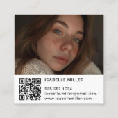 Modern Social Media Logo Foto QR Wit Vierkante Visitekaartje (Achterkant)