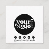 Modern Social Media Logo Foto QR Wit Vierkante Visitekaartje (Voorkant)
