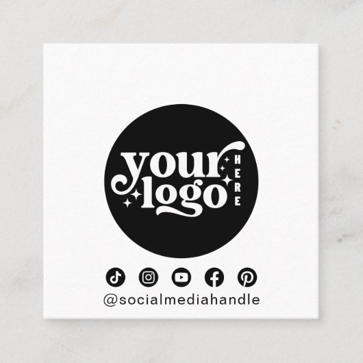 Modern Social Media Logo Foto QR Wit Vierkante Visitekaartje (Voorkant)