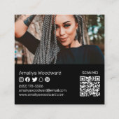 Modern social media voeg je logo foto QR code toe Vierkante Visitekaartje (Achterkant)