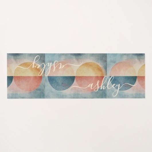 Modern Soft Beach Kleuren Abstract Monogram Yogamat (Achterkant (horizontaal))