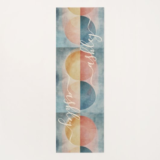 Modern Soft Beach Kleuren Abstract Monogram Yogamat (Achterkant)