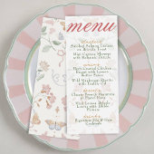 Modern Soft Blush Botanisch Trouwdiner Menu