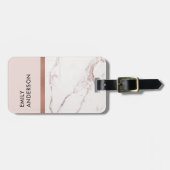 MODERN SOFT BLUSH PINK ROSE GOLD MARBLE TEXTURE BAGAGELABEL (Voorkant horizontaal)